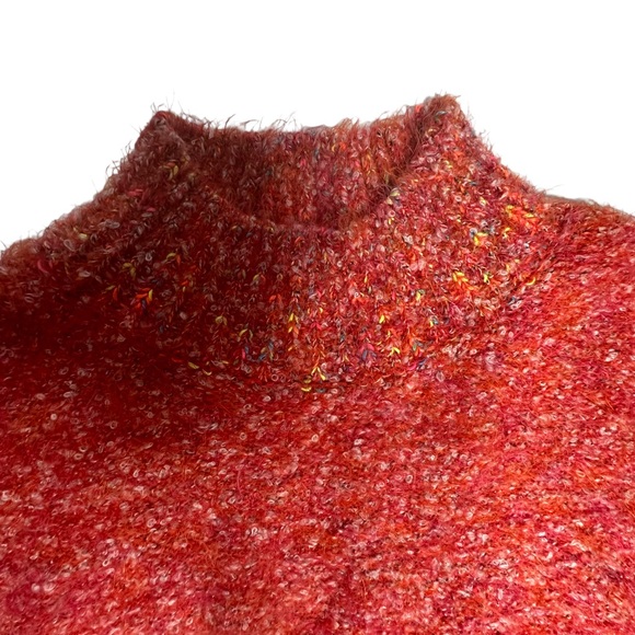 NWT Free People Stardust Marled Mock Neck Pullover Sweater in flame combo S - Picture 9 of 16
